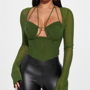 NWT Fashion Nova Mesh Corset Top
